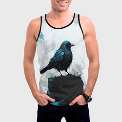 Майка-безрукавка мужская Ворон с чёрно-голубым оперением, цвет: 3D-черный — фото 2