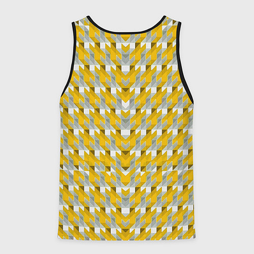 Мужская майка без рукавов Жёлто-белый паттерн / 3D-Черный – фото 2