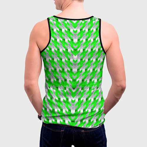 Мужская майка без рукавов Зелёно-белый паттерн / 3D-Черный – фото 4