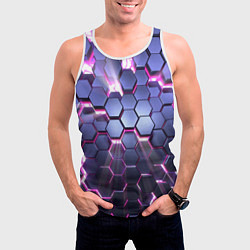 Майка-безрукавка мужская Плиты с сиреневым неоновым свечением, цвет: 3D-белый — фото 2