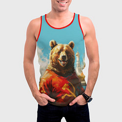 Майка-безрукавка мужская Медведь с гербом СССР, цвет: 3D-красный — фото 2