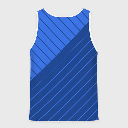 Мужская майка без рукавов Сине-голубой косые полосы / 3D-Белый – фото 2