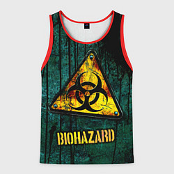 Майка-безрукавка мужская Biohazard yellow sign, цвет: 3D-красный