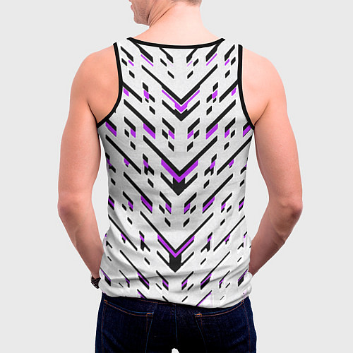 Мужская майка без рукавов Black and purple stripes on a white background / 3D-Черный – фото 4