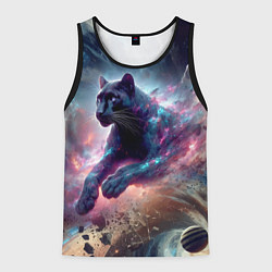 Майка-безрукавка мужская Космическая пантера - нейросеть, цвет: 3D-черный