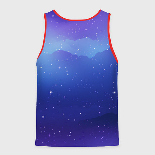 Мужская майка без рукавов Синий космос и звезды / 3D-Красный – фото 2