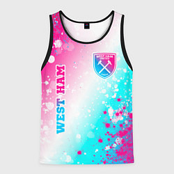Мужская майка без рукавов West Ham neon gradient style вертикально