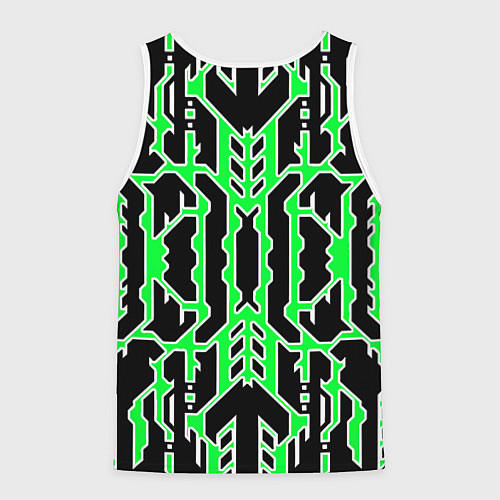 Мужская майка без рукавов Техно зелёные линии с белой обводкой на чёрном фон / 3D-Белый – фото 2
