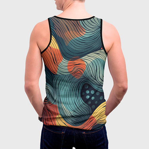 Мужская майка без рукавов Волны линиями / 3D-Черный – фото 4