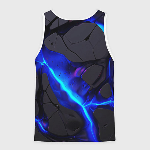 Мужская майка без рукавов Темный синий неон из разлома плит / 3D-Белый – фото 2