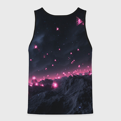Мужская майка без рукавов Яркие пирамидки в космосе / 3D-Черный – фото 2