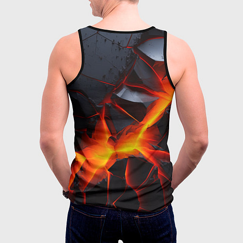 Мужская майка без рукавов Камни в разломе красный свет / 3D-Черный – фото 4