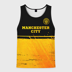 Майка-безрукавка мужская Manchester City - gold gradient посередине, цвет: 3D-черный