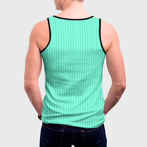 Мужская майка без рукавов Светлый бирюзовый в тонкую полоску / 3D-Черный – фото 4