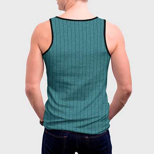 Мужская майка без рукавов Затемнённый бирюзовый в полоску / 3D-Черный – фото 4