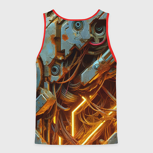 Мужская майка без рукавов Cyber armor - ai art / 3D-Красный – фото 2