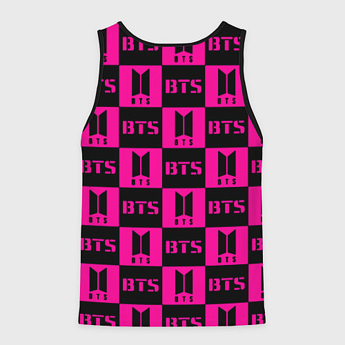 Мужская майка без рукавов BTS pattern pink logo / 3D-Черный – фото 2