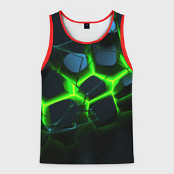 Майка-безрукавка мужская Зеленый неон и разлом плит, цвет: 3D-красный