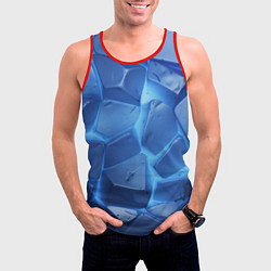 Майка-безрукавка мужская Синие ледяные плиты с разломом, цвет: 3D-красный — фото 2