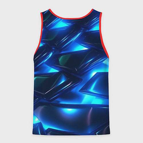 Мужская майка без рукавов Синие абстрактные неоновые плиты / 3D-Красный – фото 2