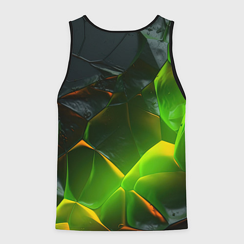 Мужская майка без рукавов Зеленая абстрактная неоновая текстура / 3D-Черный – фото 2