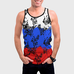 Майка-безрукавка мужская Российский флаг брызги, цвет: 3D-черный — фото 2