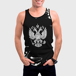 Майка-безрукавка мужская Россия герб краски брызги, цвет: 3D-черный — фото 2