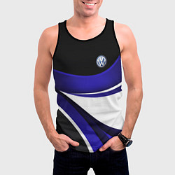 Майка-безрукавка мужская Фольцваген - синяя волна, цвет: 3D-черный — фото 2