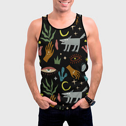Майка-безрукавка мужская Мистический лес с волком, цвет: 3D-черный — фото 2