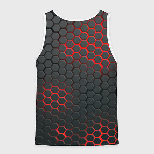 Мужская майка без рукавов Герб РФ соты броня / 3D-Белый – фото 2