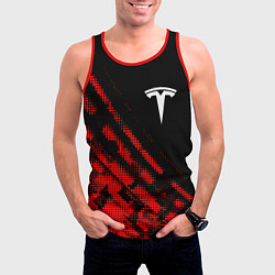 Майка-безрукавка мужская Tesla sport grunge, цвет: 3D-красный — фото 2
