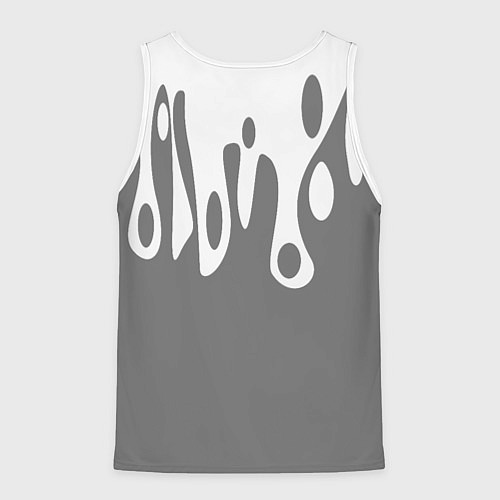Мужская майка без рукавов Потеки белой краски на сером фоне / 3D-Белый – фото 2