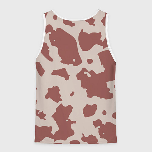 Мужская майка без рукавов Коровий паттерн коричневого цвета / 3D-Белый – фото 2