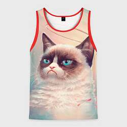 Мужская майка без рукавов Мемный кот Grumpy Cat с нимбом