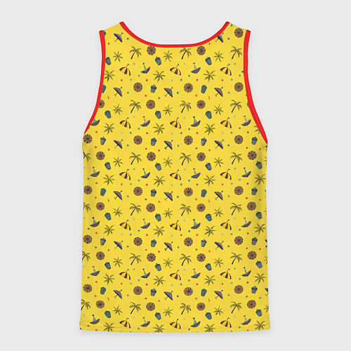 Мужская майка без рукавов Черепаха с гитарой на острове / 3D-Красный – фото 2