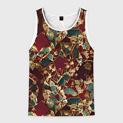 Майка-безрукавка мужская Витражный узор на рубиновом фоне, цвет: 3D-белый