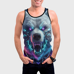 Майка-безрукавка мужская Cyber bear - neon glow, цвет: 3D-черный — фото 2