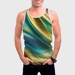 Майка-безрукавка мужская Радужная абстракция, цвет: 3D-белый — фото 2