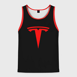 Мужская майка без рукавов Tesla red logo