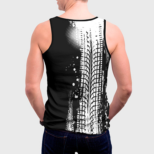 Мужская майка без рукавов Ламборгини - следы от шин / 3D-Черный – фото 4