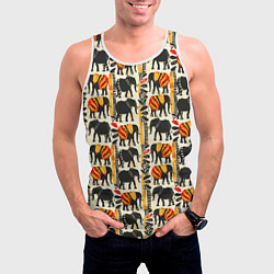 Майка-безрукавка мужская Африканские узор слон, цвет: 3D-белый — фото 2