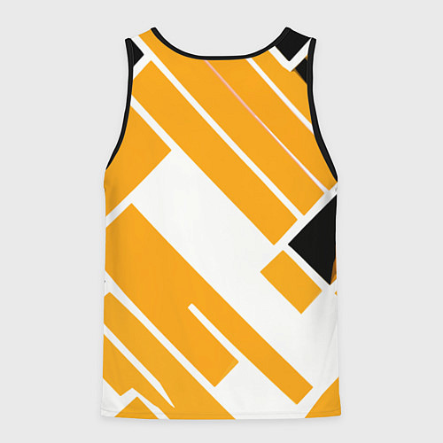 Мужская майка без рукавов Жёлтые широкие линии на белом фоне / 3D-Черный – фото 2