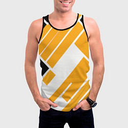 Майка-безрукавка мужская Жёлтые широкие линии на белом фоне, цвет: 3D-черный — фото 2