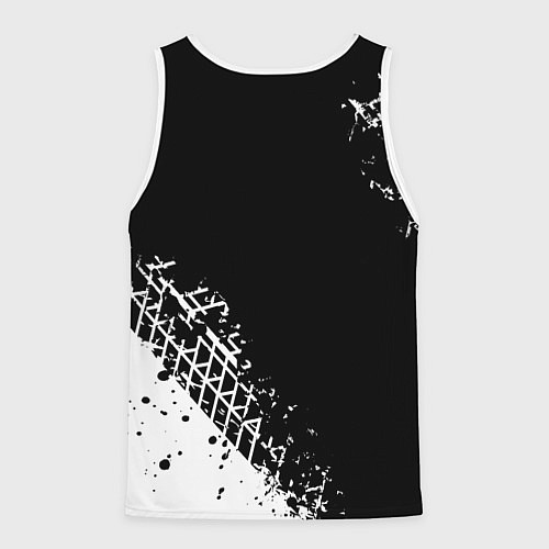 Мужская майка без рукавов Ленд Ровер: следы от шин / 3D-Белый – фото 2