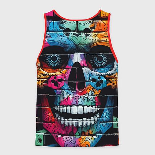 Мужская майка без рукавов Crazy color skull - graffiti / 3D-Красный – фото 2