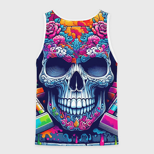 Мужская майка без рукавов Ai art skull - graffiti / 3D-Белый – фото 2