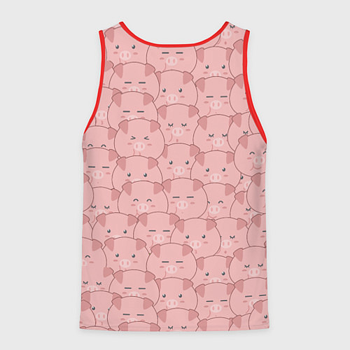 Мужская майка без рукавов Свинки паттерн / 3D-Красный – фото 2