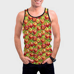 Майка-безрукавка мужская Румяные яблоки паттерн, цвет: 3D-черный — фото 2