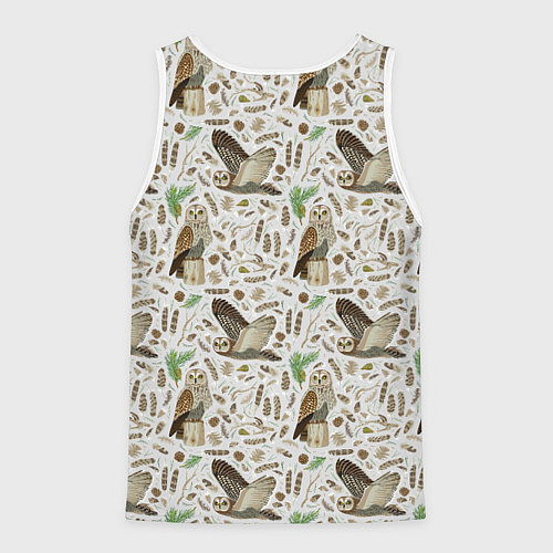 Мужская майка без рукавов Совы и перья / 3D-Белый – фото 2
