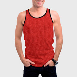 Майка-безрукавка мужская Красный однотонный текстурованный, цвет: 3D-черный — фото 2